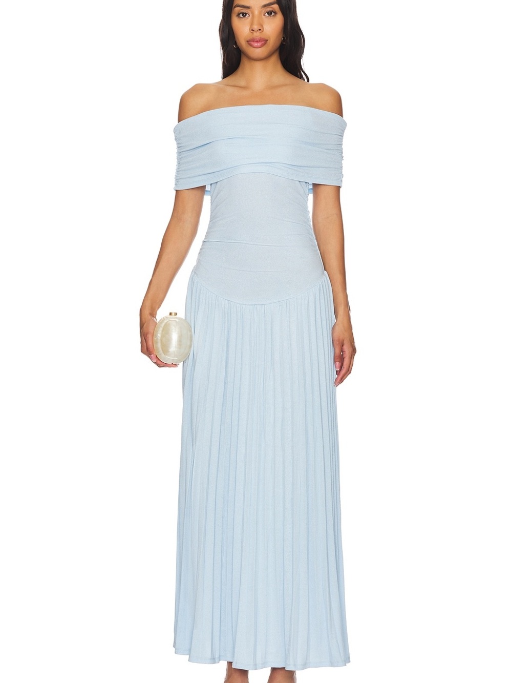 Lioness Field of Dreams Maxi Dress Soft Blue Off Shoulder Knit AU 8 / Small NWT - Picture 1 of 9
